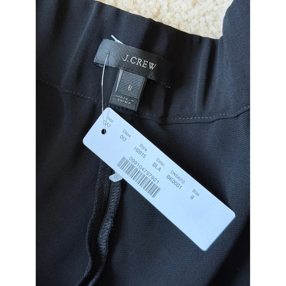 J.CREW Wide Leg Pleated Pants Matte Crepe NEW H2815 Black size 8